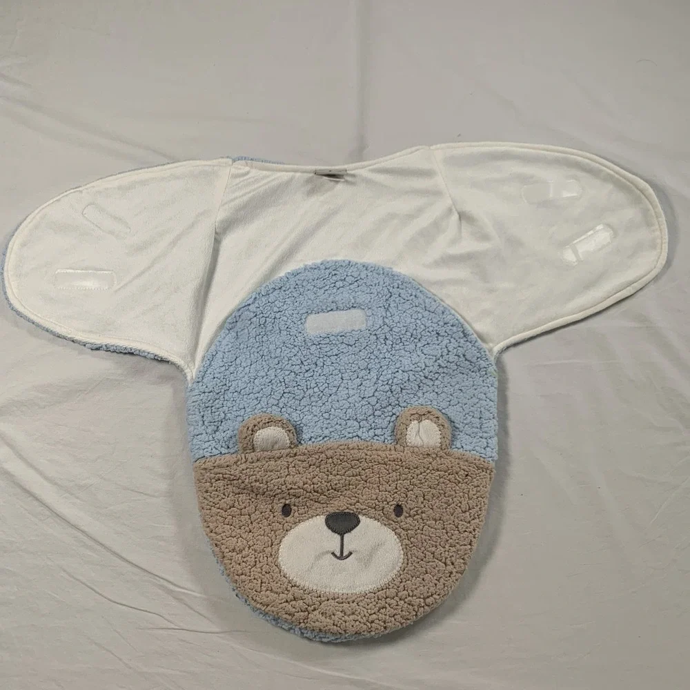 CHICK PEA Size 3-6 Months Baby Swaddle Blanket Cozy‎ Fleece Nursery Bear Papoose
